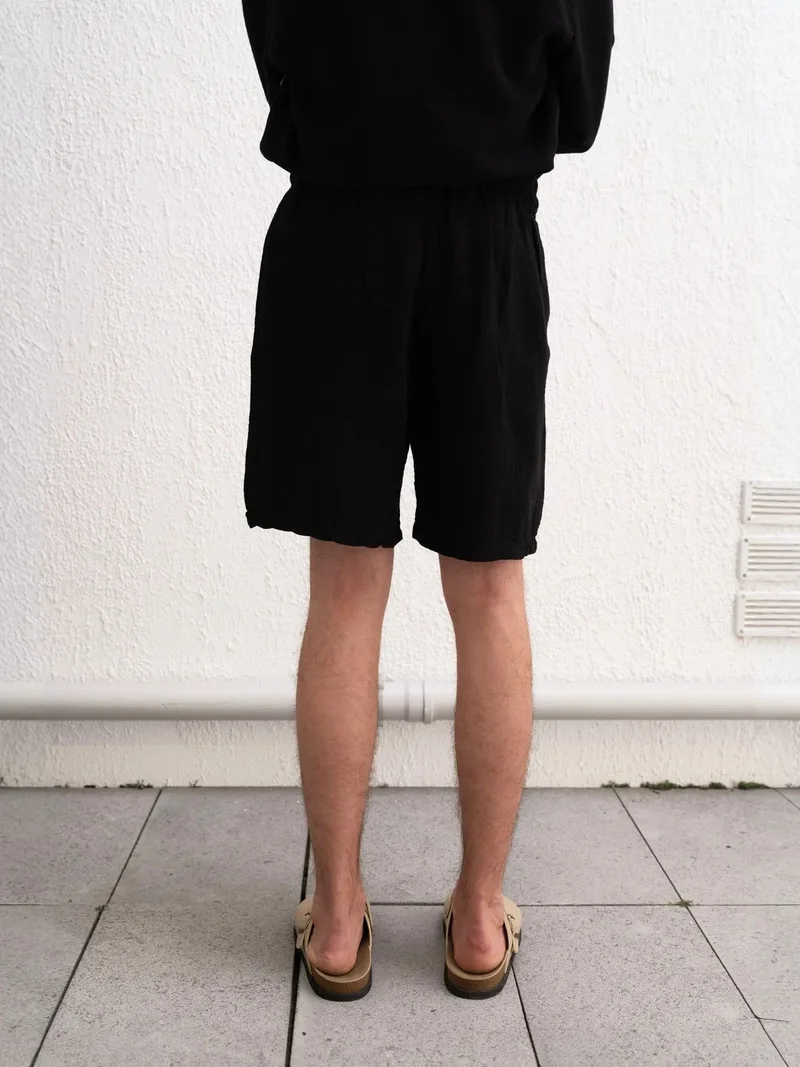 جيستو GIESTO Men's Relaxed Fit Textured Cotton Drawstring Shorts